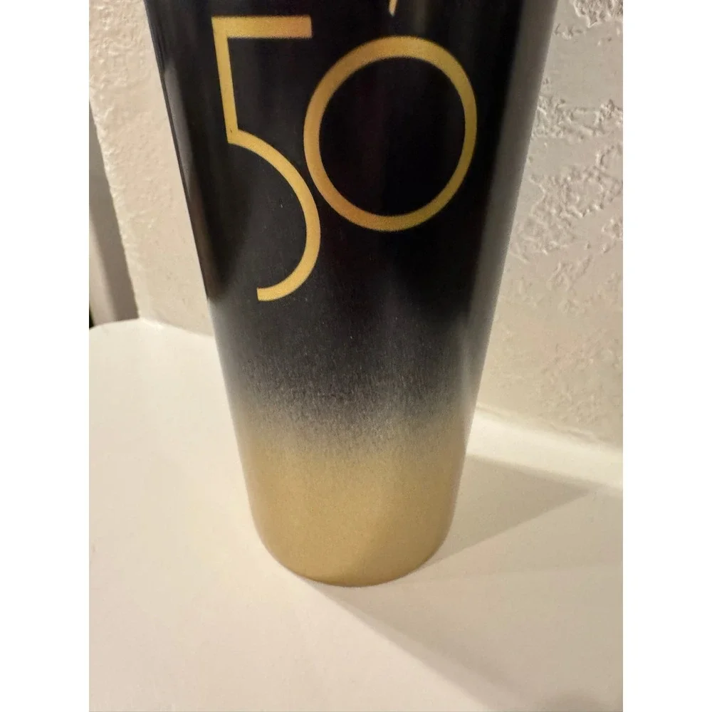 Starbucks Disney World‎ 50th Anniversary Black Gold Ombre Tumbler 24oz Cold Cup